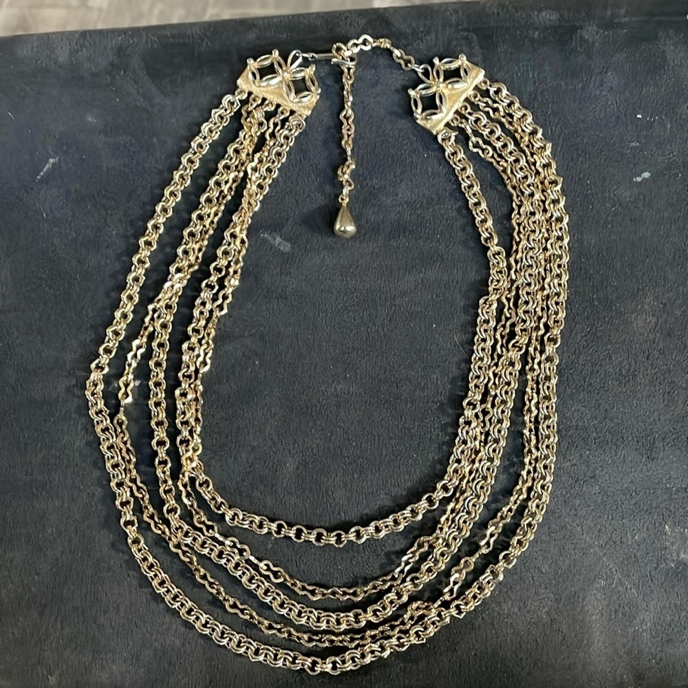 Vintage multi strand Coro chain necklace